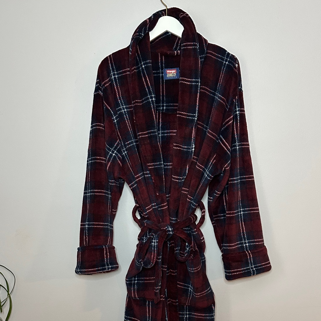 Wrangler Plaid Burgundy Robe Size L/Xl